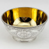 Victorian Sterling Silver Bowl Engraved with Flowers