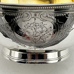 Victorian Sterling Silver Bowl Engraved with Flowers