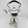 Large Decorative Victorian Silver Plated Tea Kettle on Stand (c.1840)