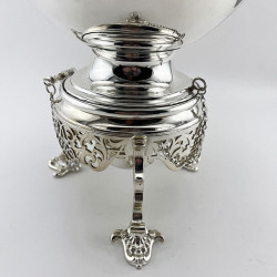 Large Decorative Victorian Silver Plated Tea Kettle on Stand