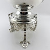 Large Decorative Victorian Silver Plated Tea Kettle on Stand