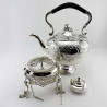 Large Decorative Victorian Silver Plated Tea Kettle on Stand