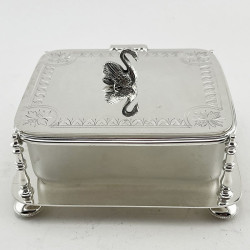Victorian Silver Plated Butter or Sardine Dish with Swan Finial (c.1895)