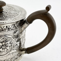 Unusual and Good Gauge Georgian Silver Drum Shaped Teapot
