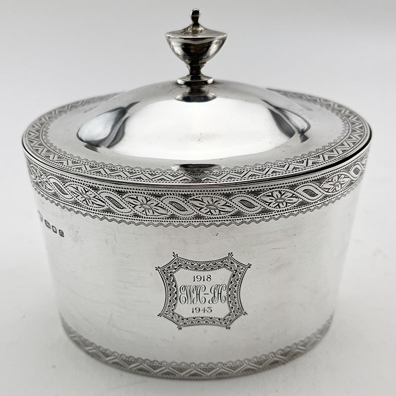 Elegant Georgian Style Sterling Silver Tea Caddy (1941)