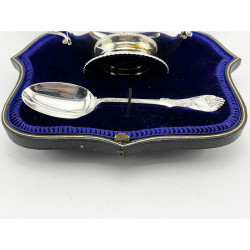 Fine Quality Antique Boxed Sterling Silver Christening Set