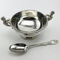 Fine Quality Antique Boxed Sterling Silver Christening Set