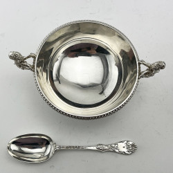 Fine Quality Antique Boxed Sterling Silver Christening Set