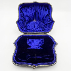 Fine Quality Antique Boxed Sterling Silver Christening Set