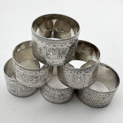 Original Boxed Set of Six Victorian Silver Plated Napkin Rings