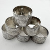 Original Boxed Set of Six Victorian Silver Plated Napkin Rings