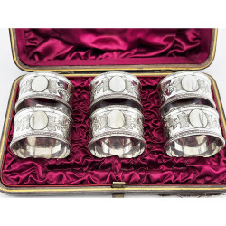 Pretty Boxed Set of Six Victorian Silver Plated Napkin Rings