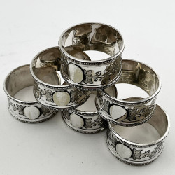 Pretty Boxed Set of Six Victorian Silver Plated Napkin Rings