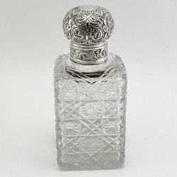 Large Victorian Sterling Silver Topped Perfume Bottle (1889)