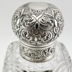 Large Victorian Sterling Silver Topped Perfume Bottle