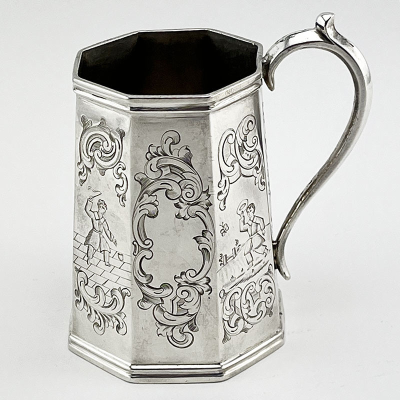 Early Victorian Octagonal Sterling Silver Christening Mug (1846)