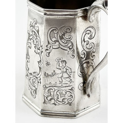 Early Victorian Octagonal Sterling Silver Christening Mug