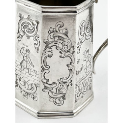 Early Victorian Octagonal Sterling Silver Christening Mug