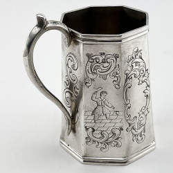 Early Victorian Octagonal Sterling Silver Christening Mug