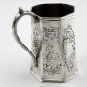 Early Victorian Octagonal Sterling Silver Christening Mug