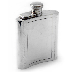 Good Quality Silver Flask with Bayonet Fitting Hinged Lid
