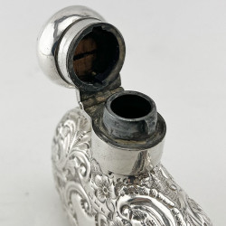 Pretty Victorian Sterling Silver Embossed Hip Flask