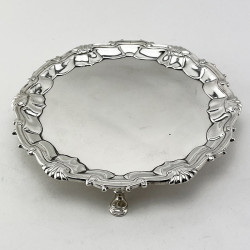 George II Sterling Silver Circular Salver with Shell and Scroll Border (1748)