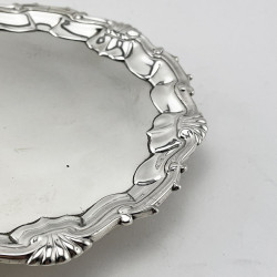 George II Sterling Silver Circular Salver with Shell and Scroll Border