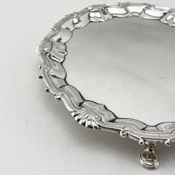 George II Sterling Silver Circular Salver with Shell and Scroll Border