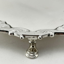 George II Sterling Silver Circular Salver with Shell and Scroll Border