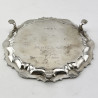 George II Sterling Silver Circular Salver with Shell and Scroll Border