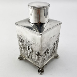 Thomas Hayes Square Sterling Silver Victorian Tea Caddy