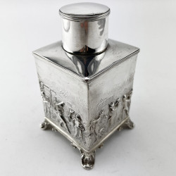 Thomas Hayes Square Sterling Silver Victorian Tea Caddy