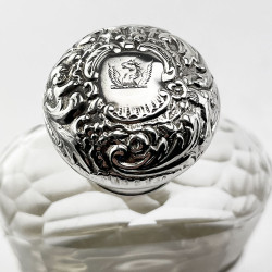 Handsome Victorian Sterling Silver and Cut Glass Hip Flask