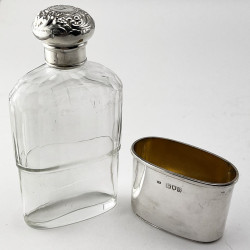 Handsome Victorian Sterling Silver and Cut Glass Hip Flask