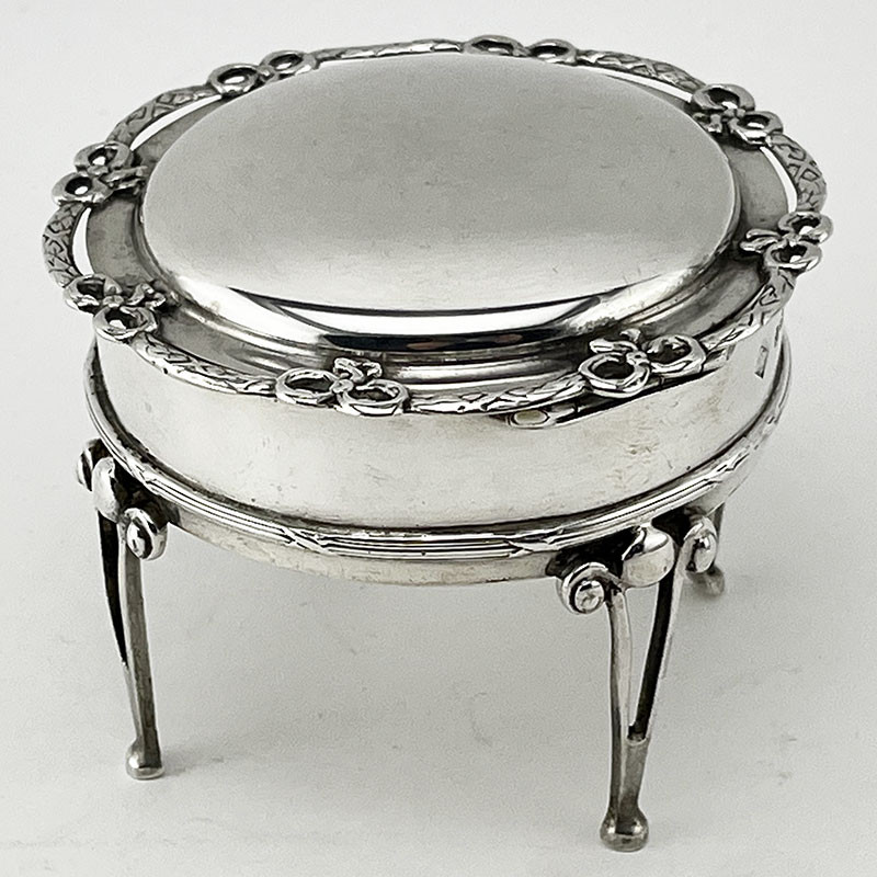 Unusual Edwardian Sterling Silver Jewellery or Trinket Box (1906)