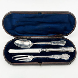 Three Piece Victorian Sterling Silver Christening Set (1890)