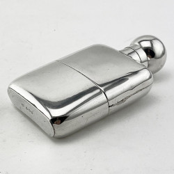 Plain Edwardian Rectangular Sterling Silver Hip Flask