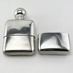 Plain Edwardian Rectangular Sterling Silver Hip Flask