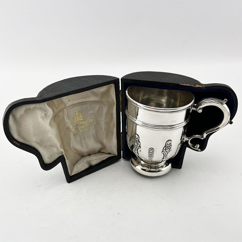 Elkington & Co Boxed Sterling Silver Christening Mug (1904)