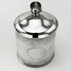 Georgian Sterling Silver Drum Shaped Mustard Pot