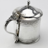 Georgian Sterling Silver Drum Shaped Mustard Pot
