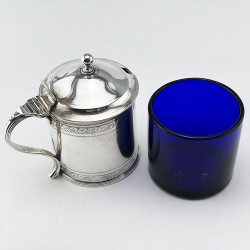 Georgian Sterling Silver Drum Shaped Mustard Pot