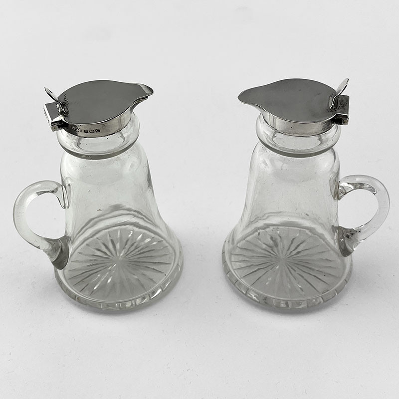 Pair of Hukin & Heath Sterling Silver Topped Whiskey Noggins (1927)