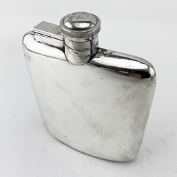 Very Smart Plain Sterling Silver Hip Flask (1926)