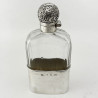 Victorian Glass and Sterling Silver Hip Flask with Removable Gilt Cup (1897)