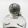 Victorian Glass and Sterling Silver Hip Flask with Removable Gilt Cup