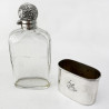 Victorian Glass and Sterling Silver Hip Flask with Removable Gilt Cup