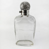 Victorian Glass and Sterling Silver Hip Flask with Removable Gilt Cup