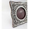 Decorative Square Edwardian Sterling Silver Photo Frame with Round Aperture
